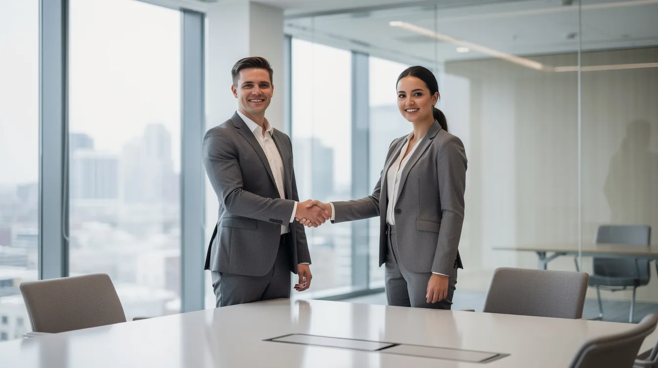 A person is shaking hands with a professional in a modern office, symbolizing a commitment to health and care. This interaction suggests a dedicated approach to improving patients' lives, possibly involving a free consultation about treatment options.